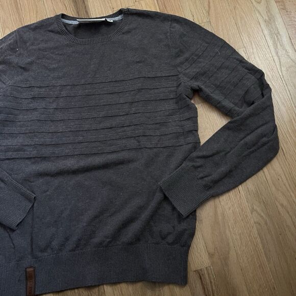 Naketano Men's Knit Pullover Sweater Striped Crew Neck Logo Cotton Size Medium - Picture 5 of 11